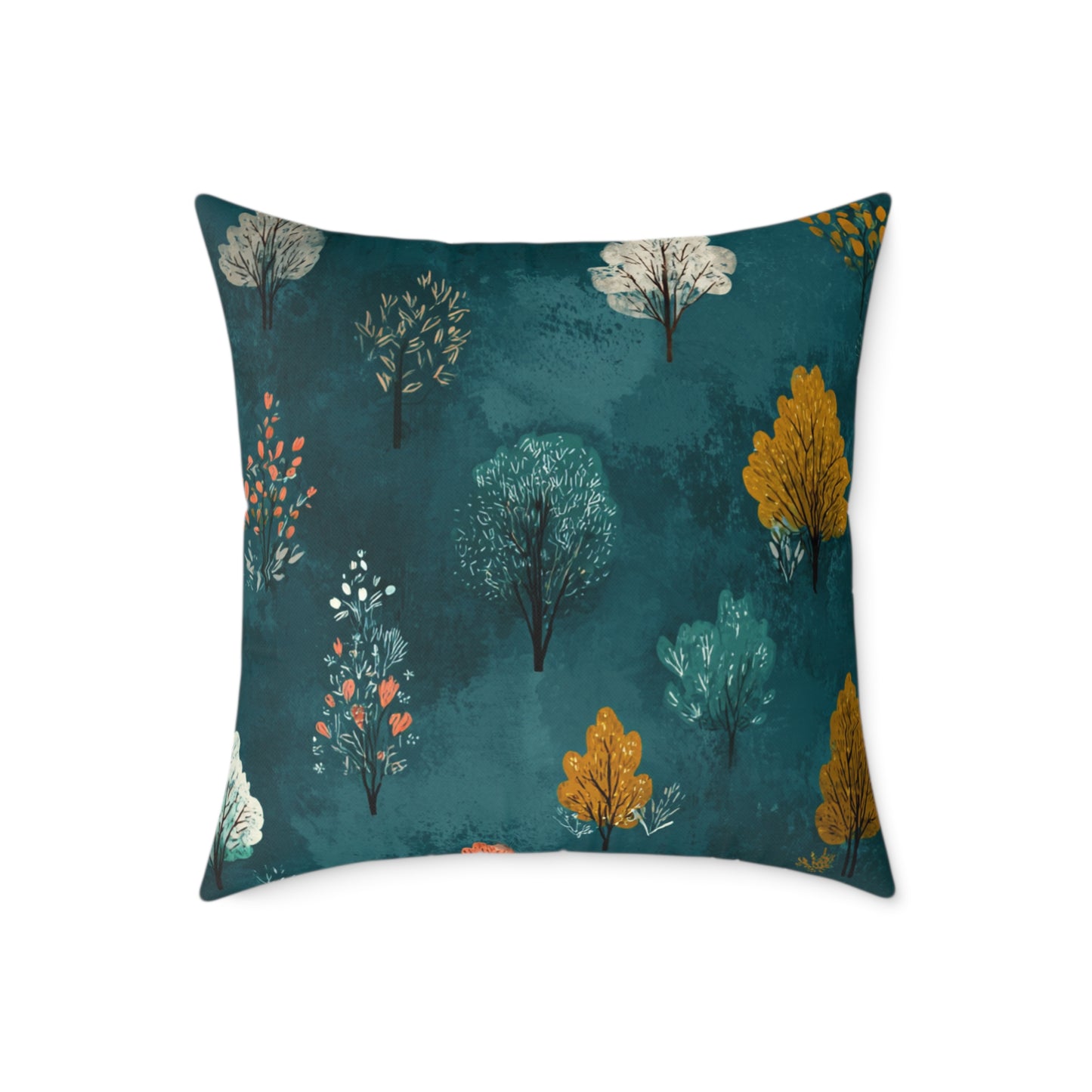 Autumn Orchard Night - Square Poly Canvas Pillow
