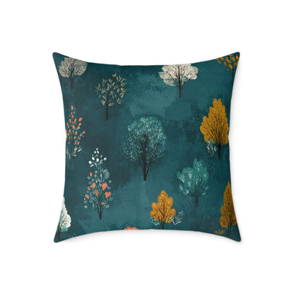 Autumn Orchard Night - Square Poly Canvas Pillow