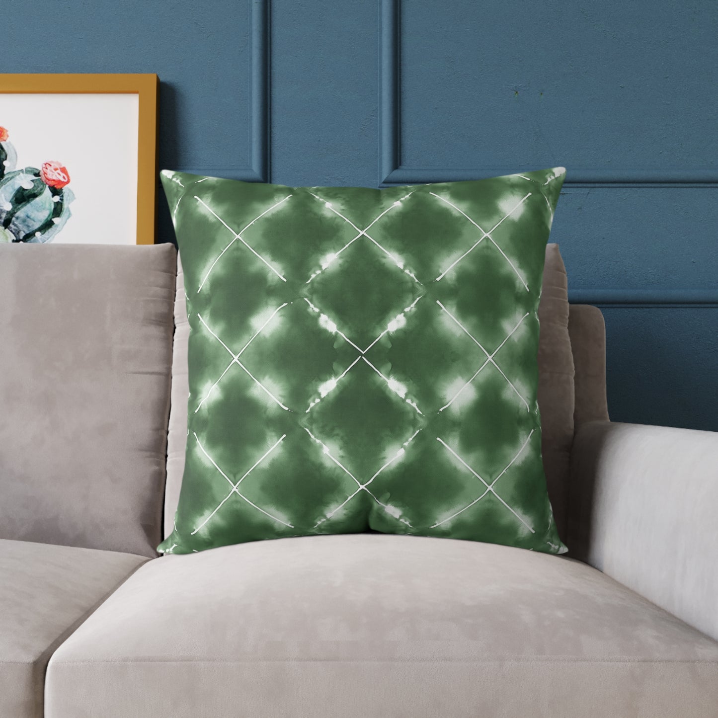 Olive Grove Shibori - Square Poly Canvas Pillow