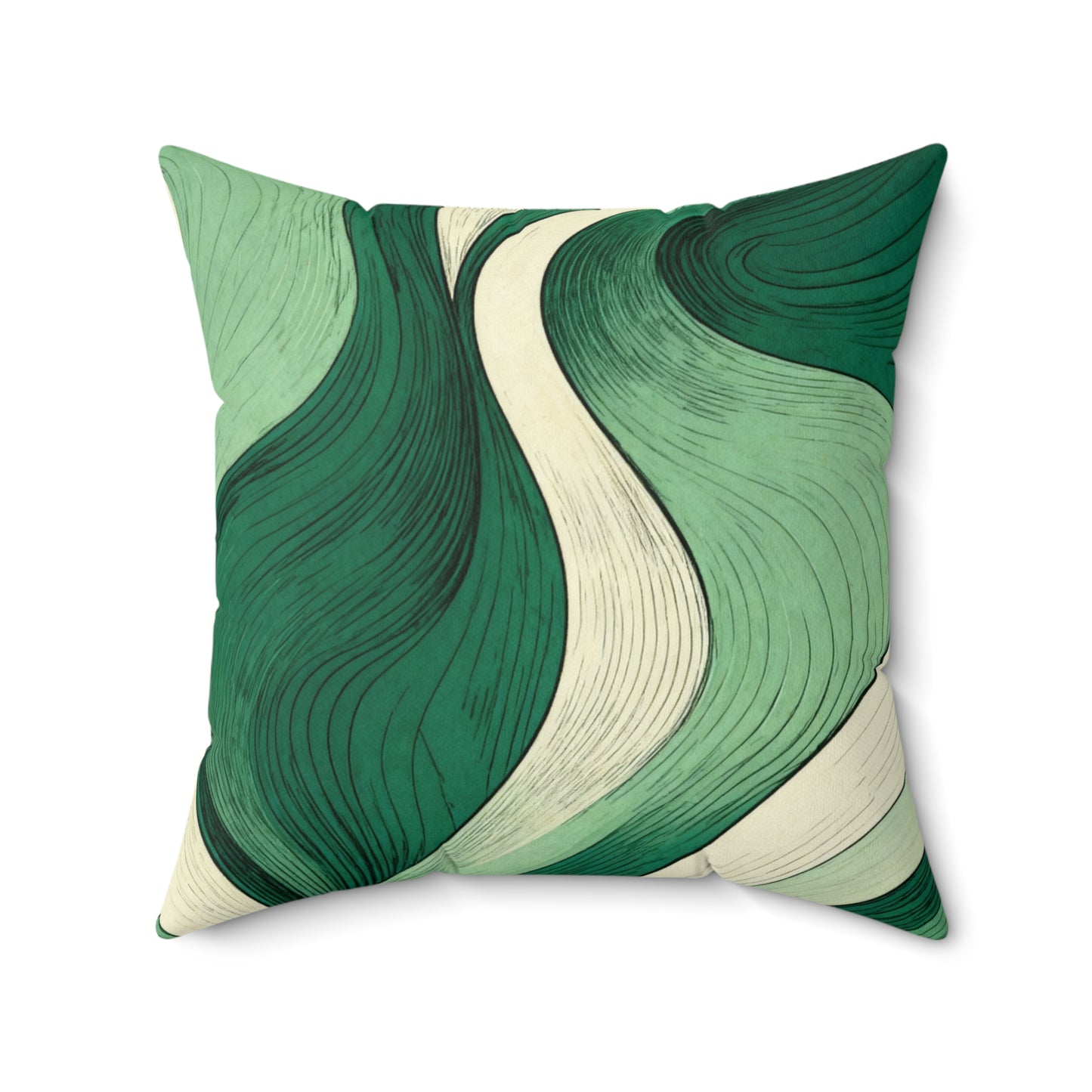 Emerald Flow Lines - Spun Polyester Square Pillow