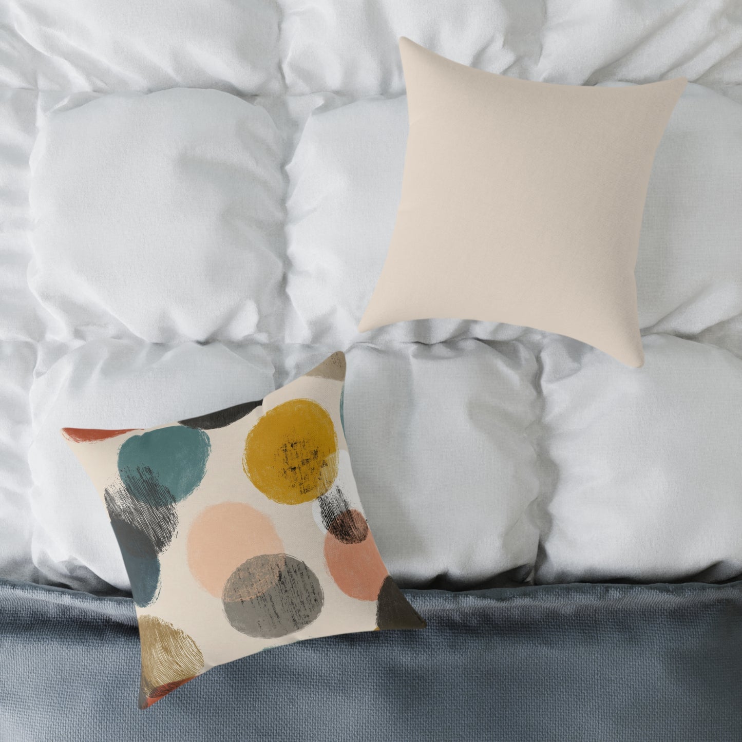 Retro Brushed Spots - Square Poly Canvas Pillow