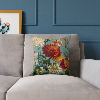 Scarlet & Ivory Floralscape - Square Poly Canvas Pillow