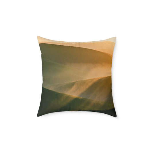 Golden Dawn Rise - Square Poly Canvas Pillow