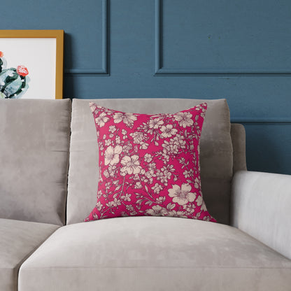 Fuchsia Garden Bloom - Square Poly Canvas Pillow