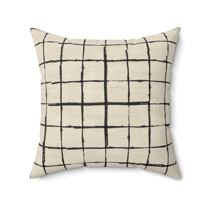 Retro Grid Linen - Spun Polyester Square Pillow