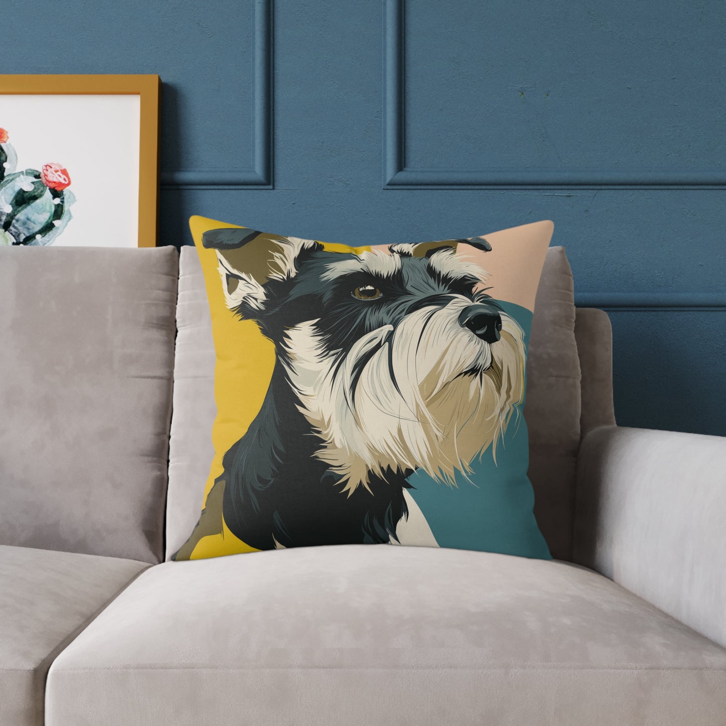 Schnauzer Chic - Square Poly Canvas Pillow