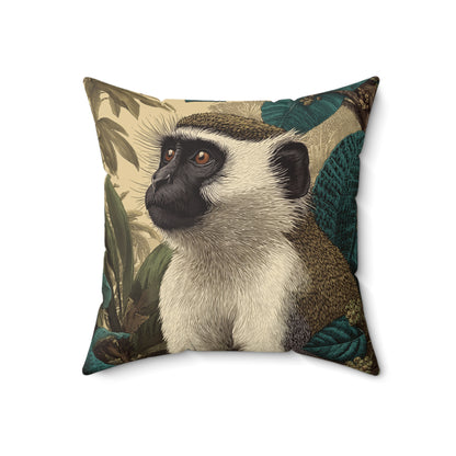 Vervet Monkey Portrait - Faux Suede Square Pillow