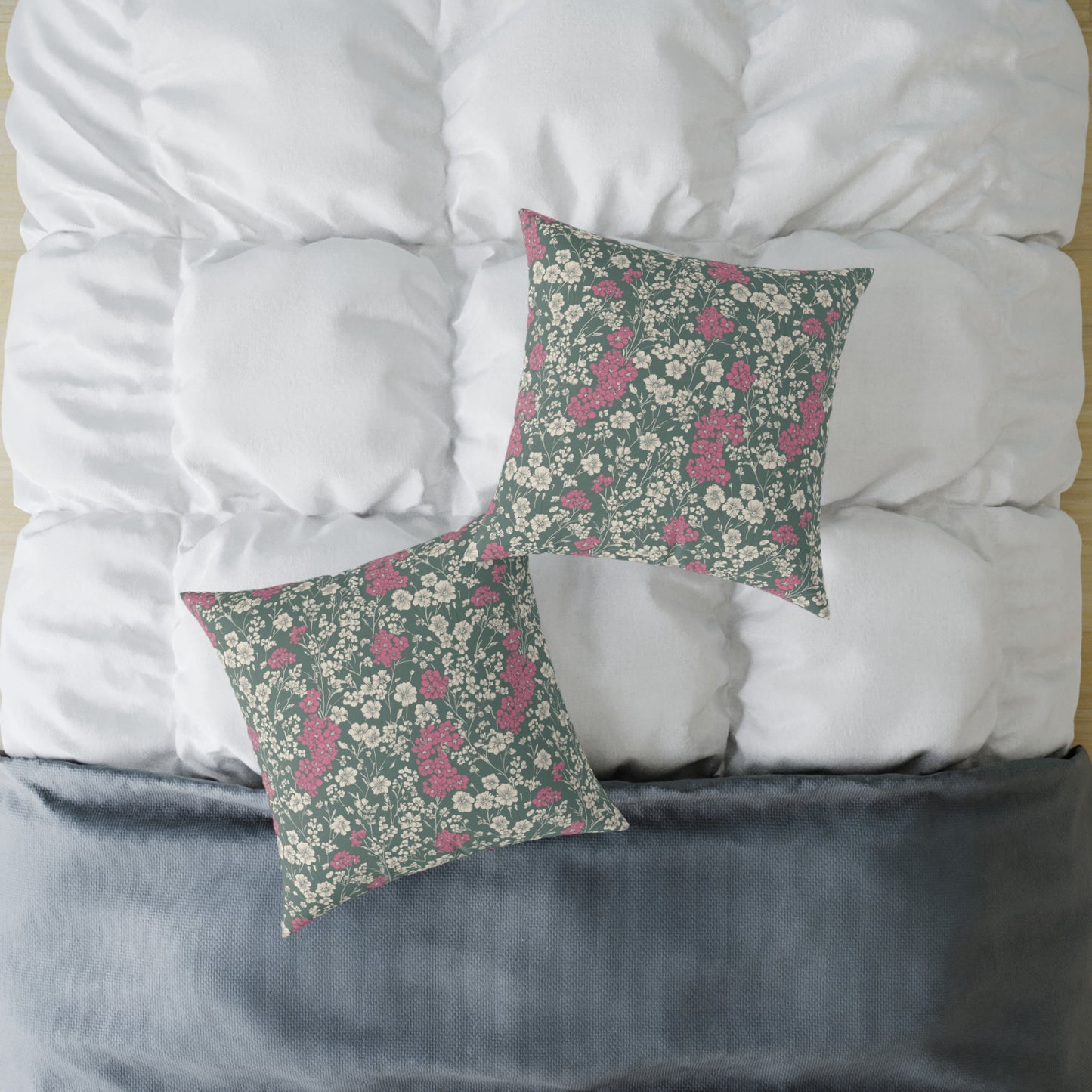 Wild Pink Meadow - Square Poly Canvas Pillow