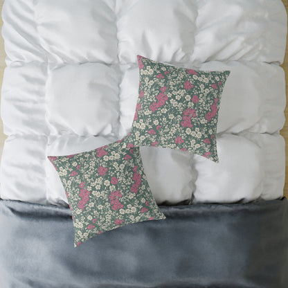 Wild Pink Meadow - Square Poly Canvas Pillow