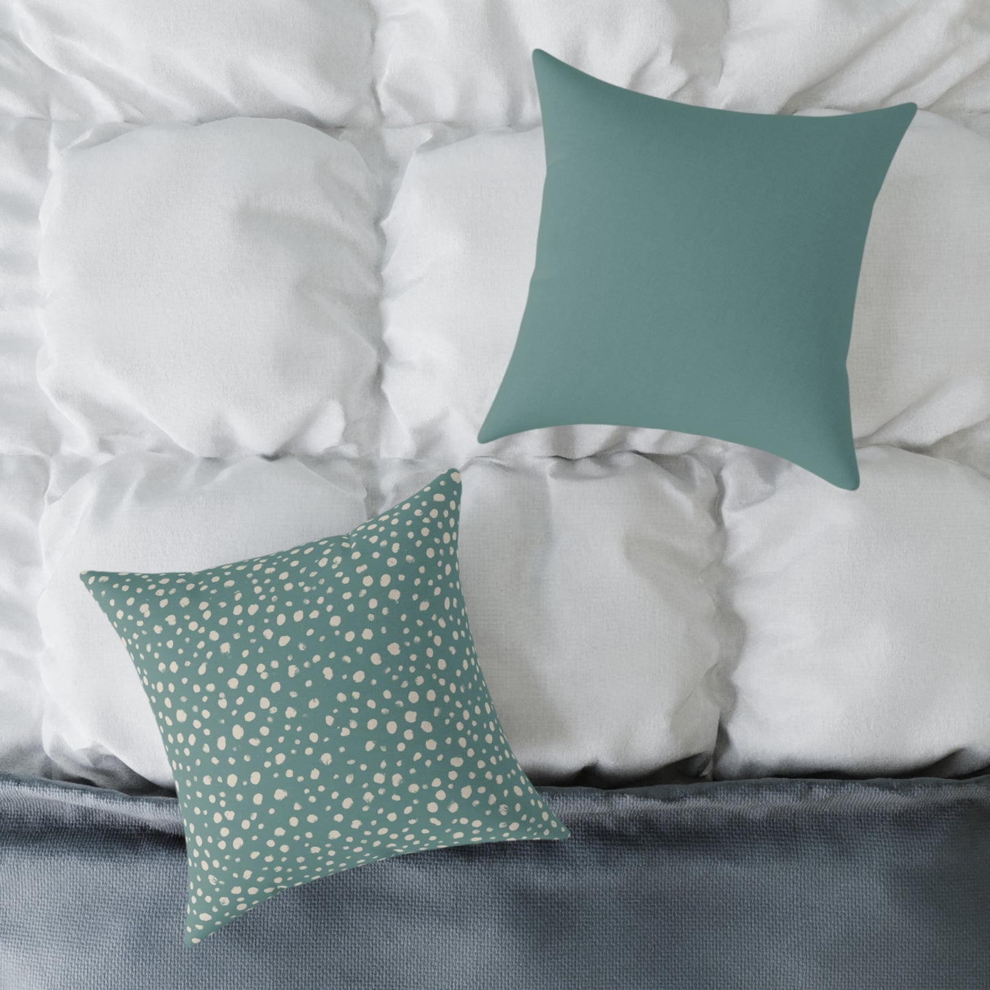 Pebble Scatter - Seafoam - Square Poly Canvas Pillow