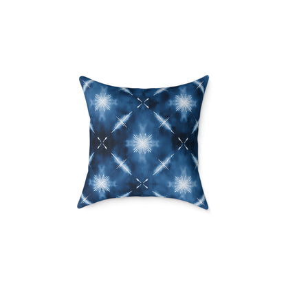 Midnight Aegean Shibori - Square Poly Canvas Pillow