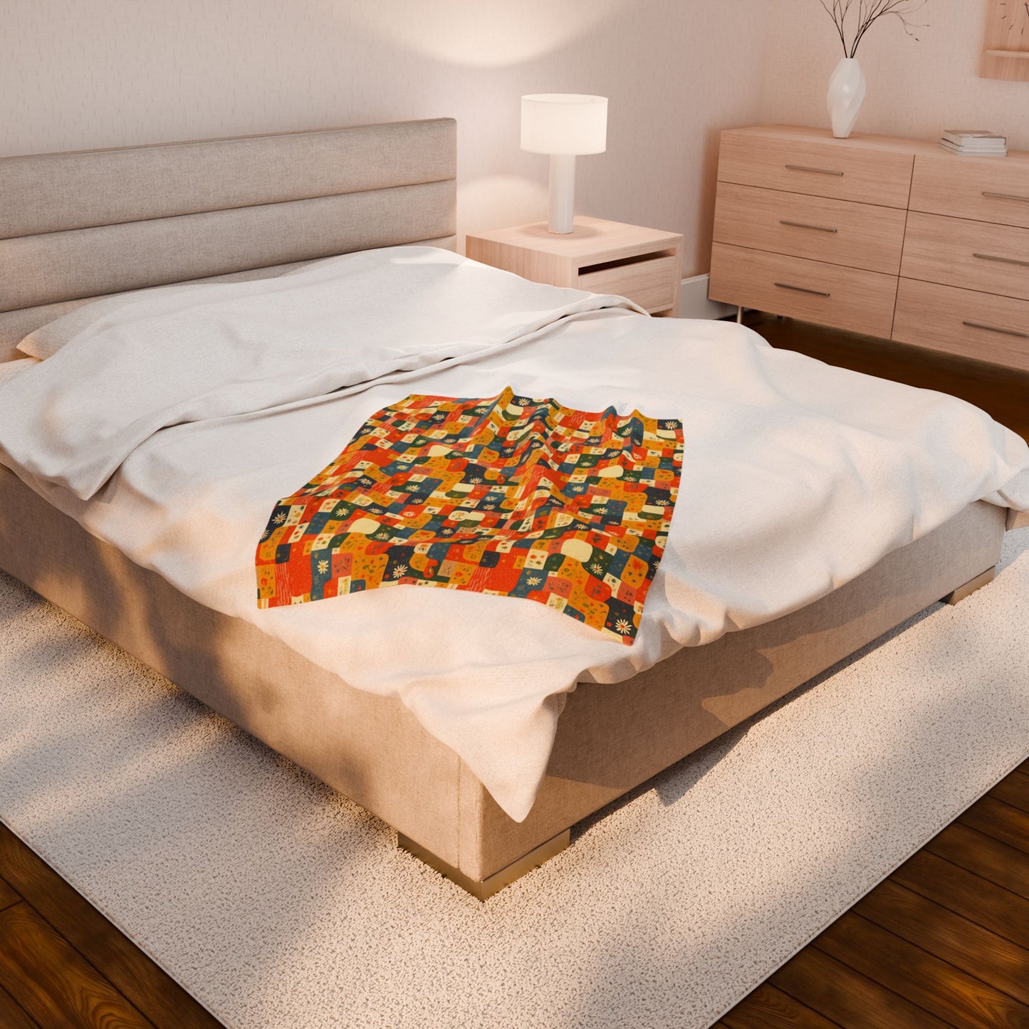 Painted Meadow Patch Tiles - Velveteen Plush Blanket