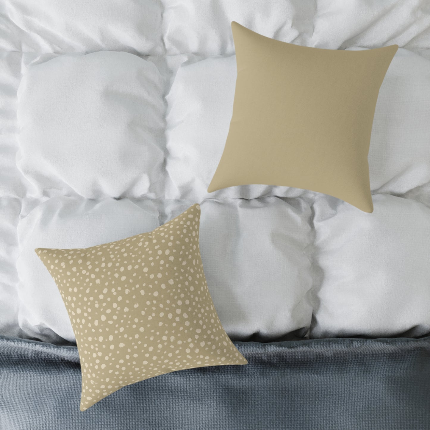 Pebble Scatter - Oat - Square Poly Canvas Pillow