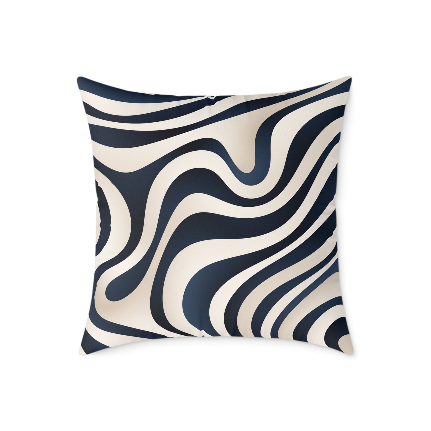 Waveflow – Navy - Square Poly Canvas Pillow