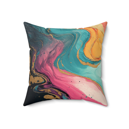 Aurora Sandstone Flow - Faux Suede Square Pillow