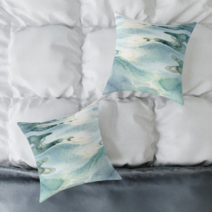 Shallow Tide Reflections - Square Poly Canvas Pillow