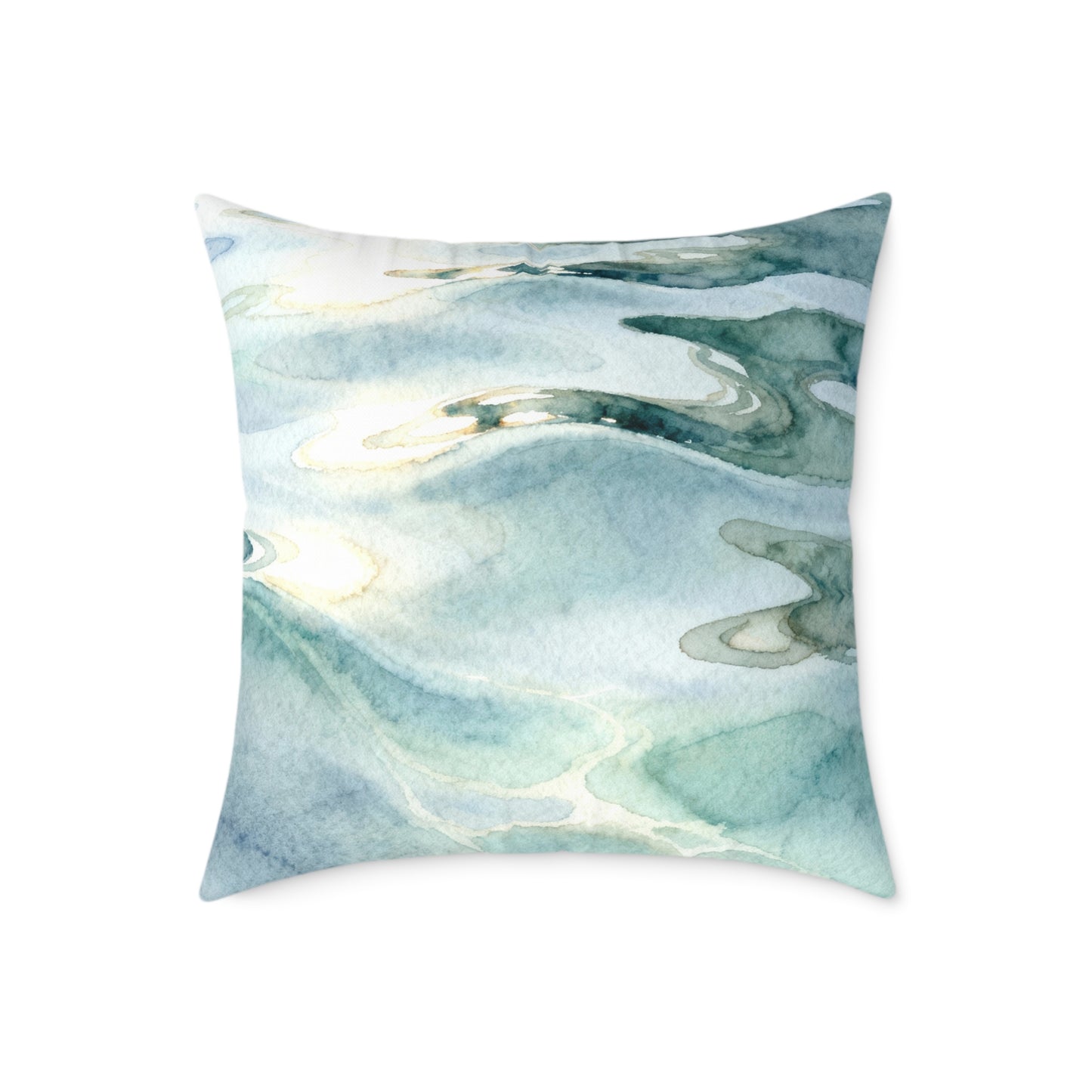 Shallow Tide Reflections - Square Poly Canvas Pillow