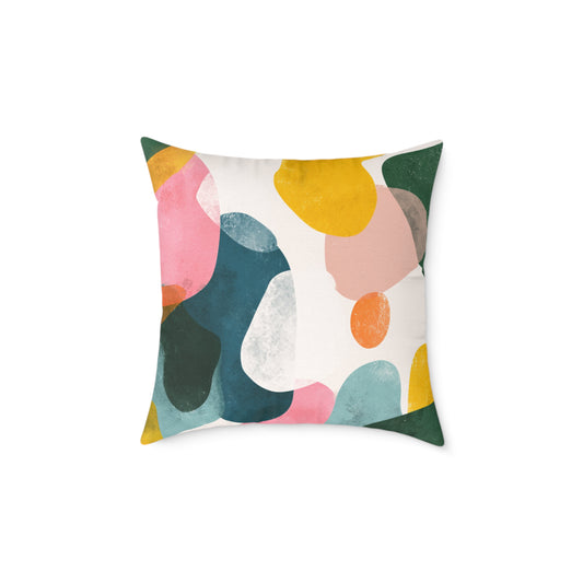 Pastel Pebble Garden - Square Poly Canvas Pillow