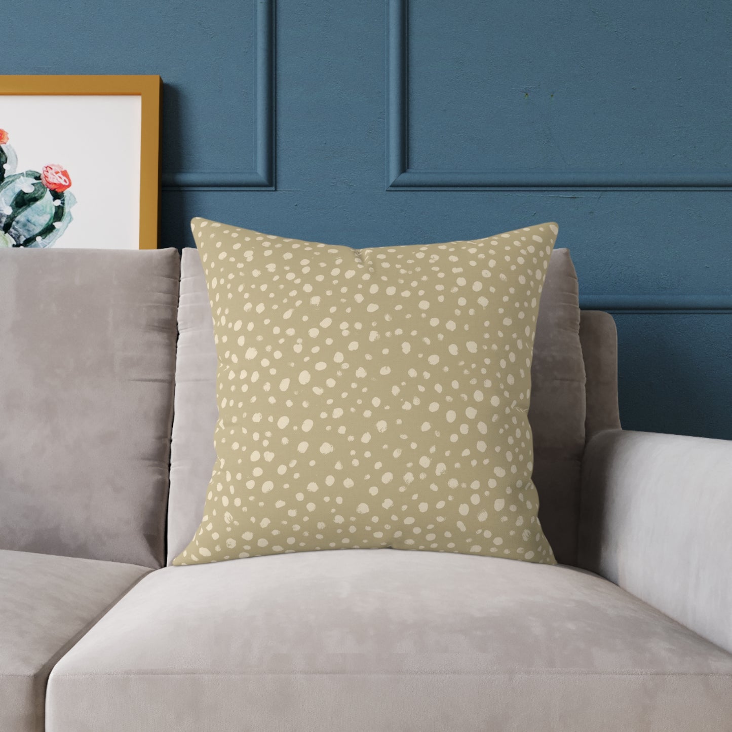 Pebble Scatter - Oat - Square Poly Canvas Pillow