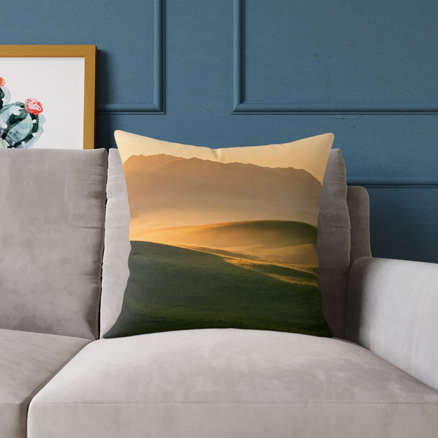 Sunset Valley Vista - Square Poly Canvas Pillow