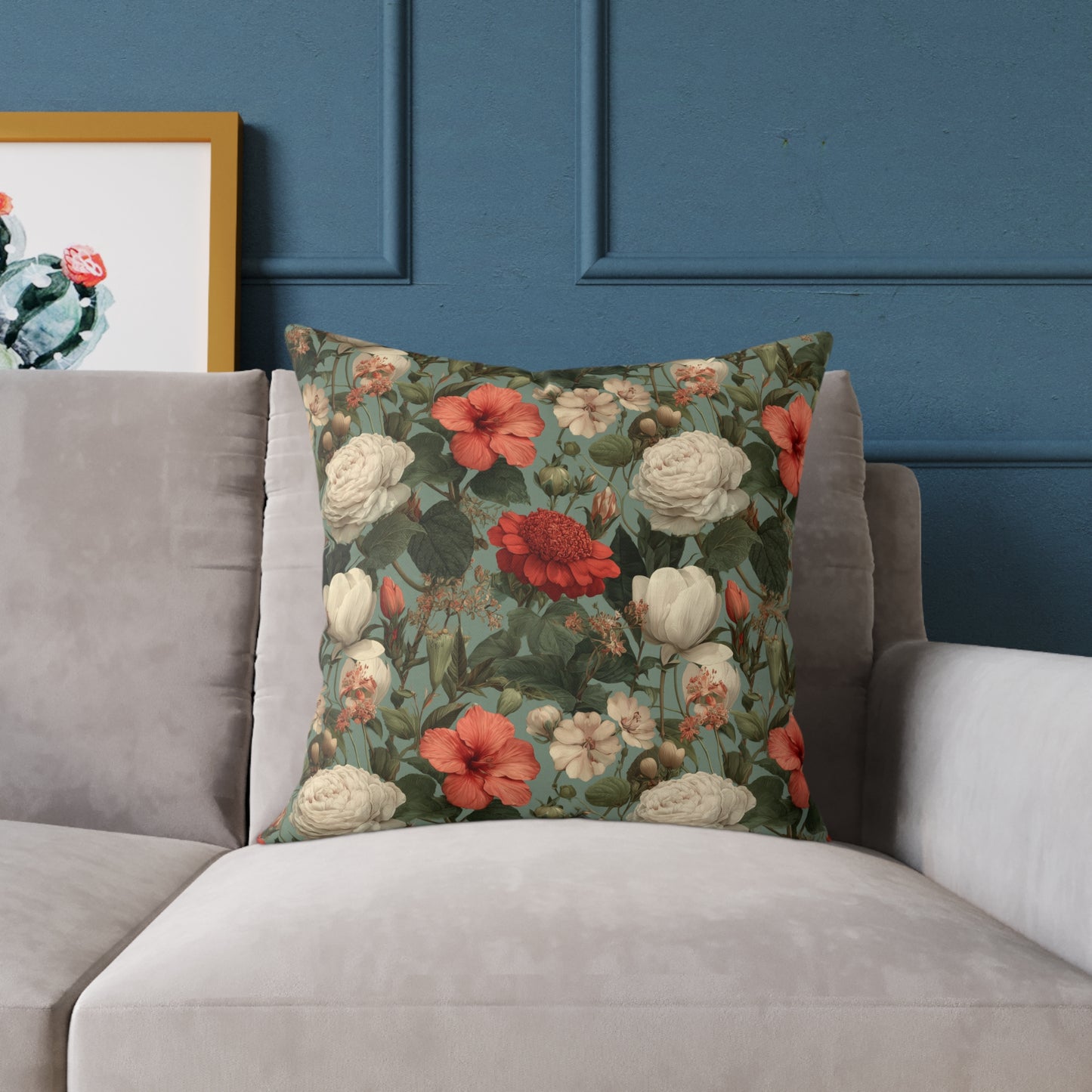 Blossom Meadow Tapestry - Square Poly Canvas Pillow