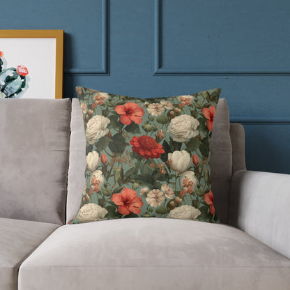 Blossom Meadow Tapestry - Square Poly Canvas Pillow