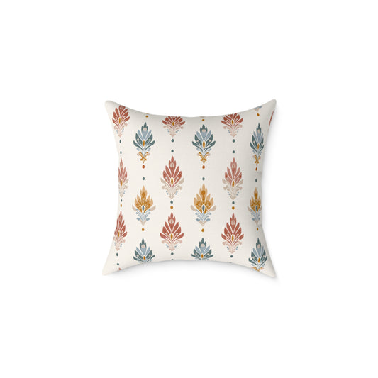 Tribal Bloom Crest - Square Poly Canvas Pillow