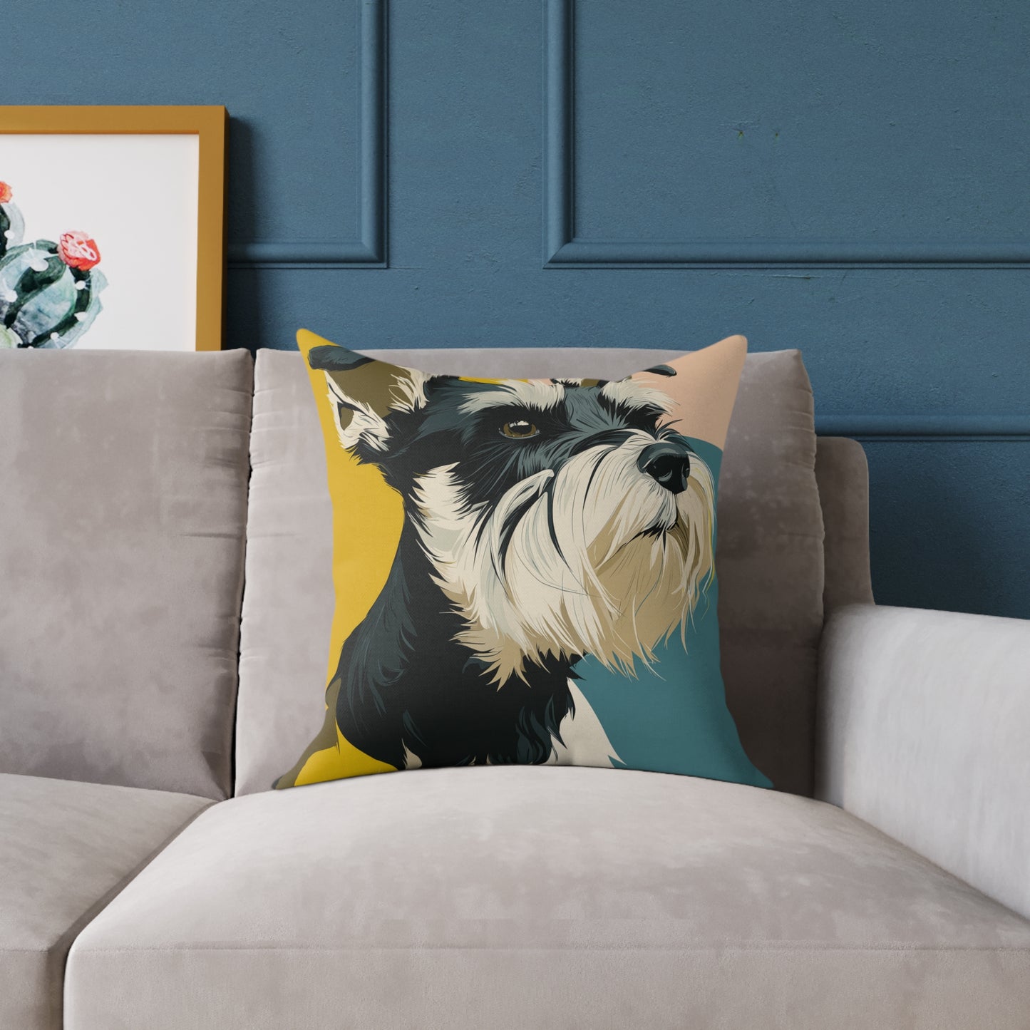 Schnauzer Chic - Square Poly Canvas Pillow