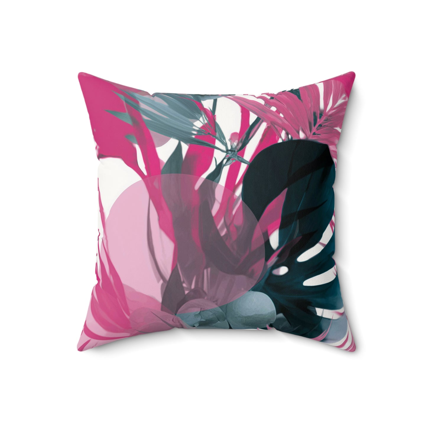 Midnight Palm Burst - Faux Suede Square Pillow