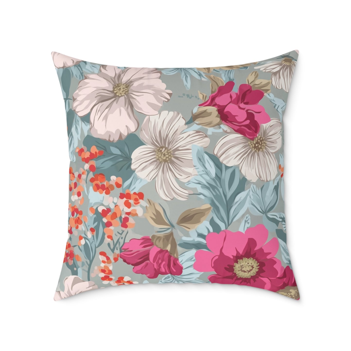 Pastel Meadow Symphony - Square Poly Canvas Pillow