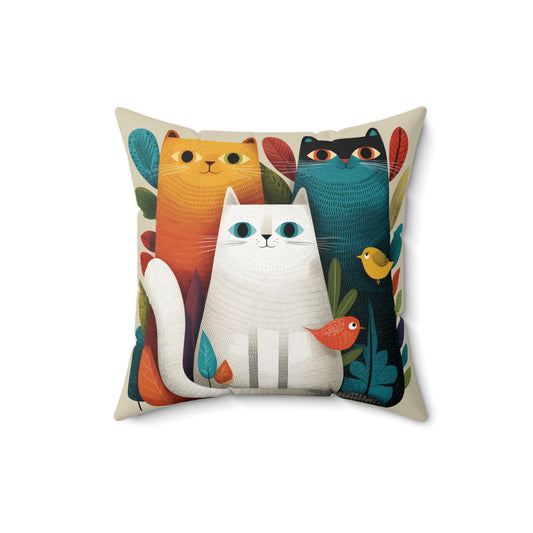 Cat Cub Harmony - Faux Suede Square Pillow