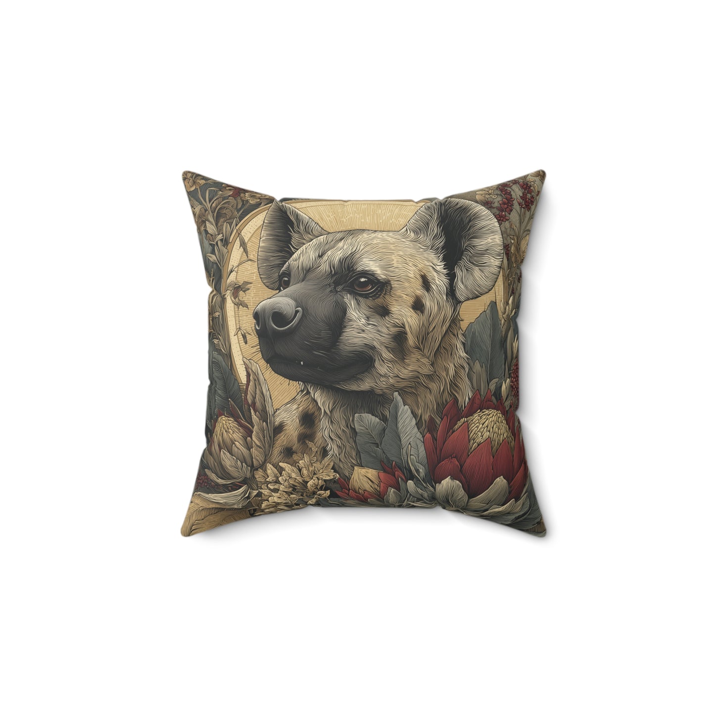 Sunlit Hyena Sentinel - Faux Suede Square Pillow