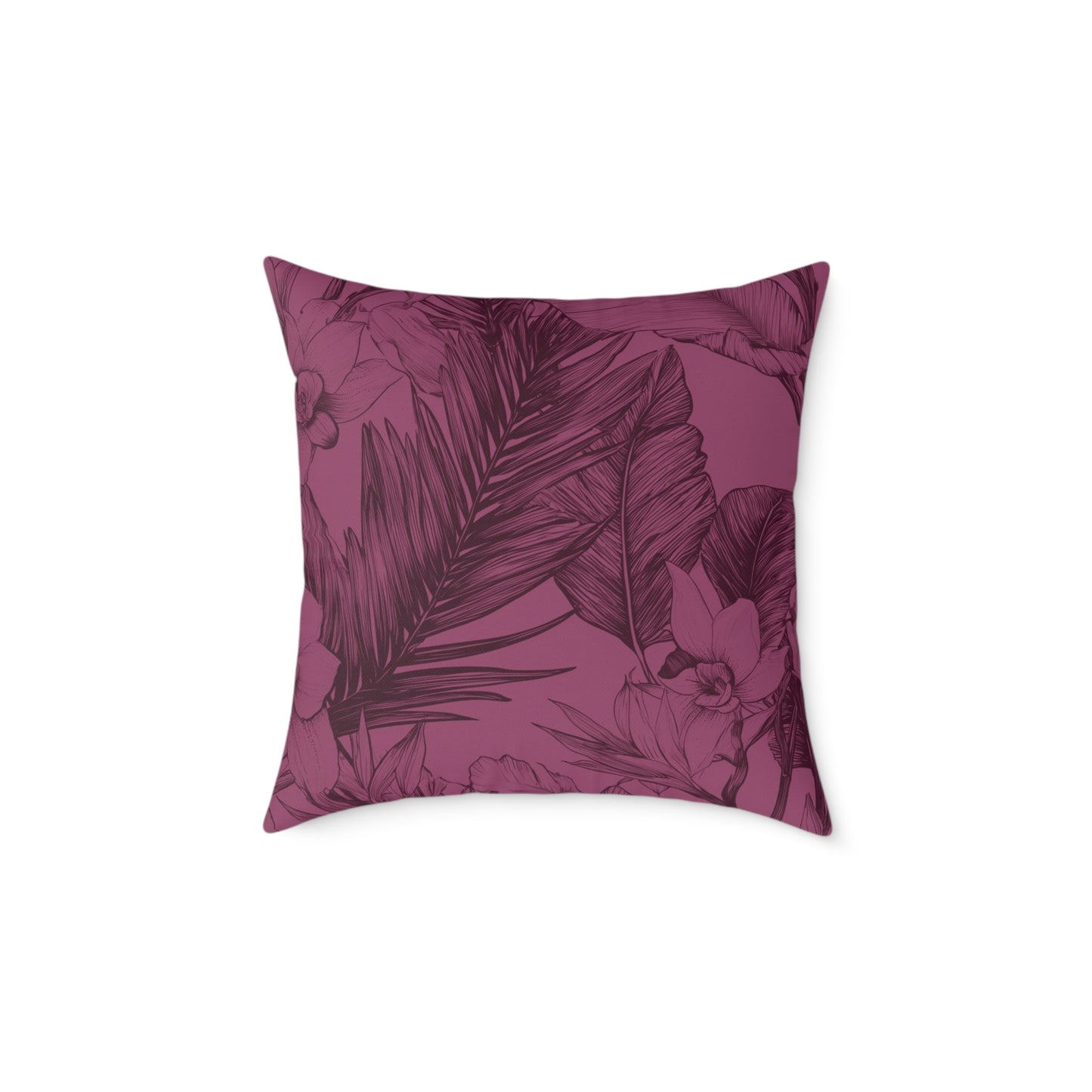 Mulberry Jungle Sketch - Square Poly Canvas Pillow