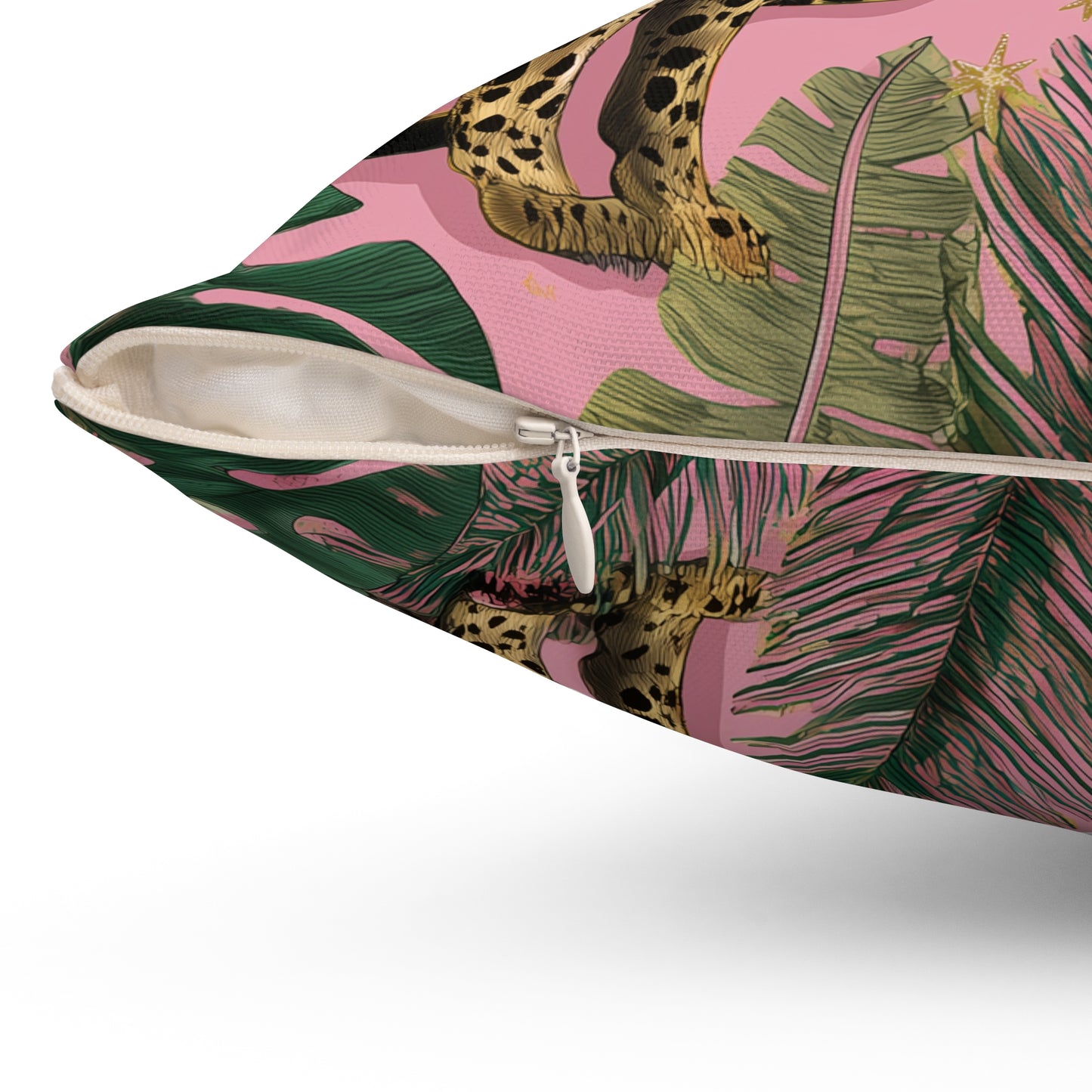 Pink Safari Leopards - Spun Polyester Square Pillow