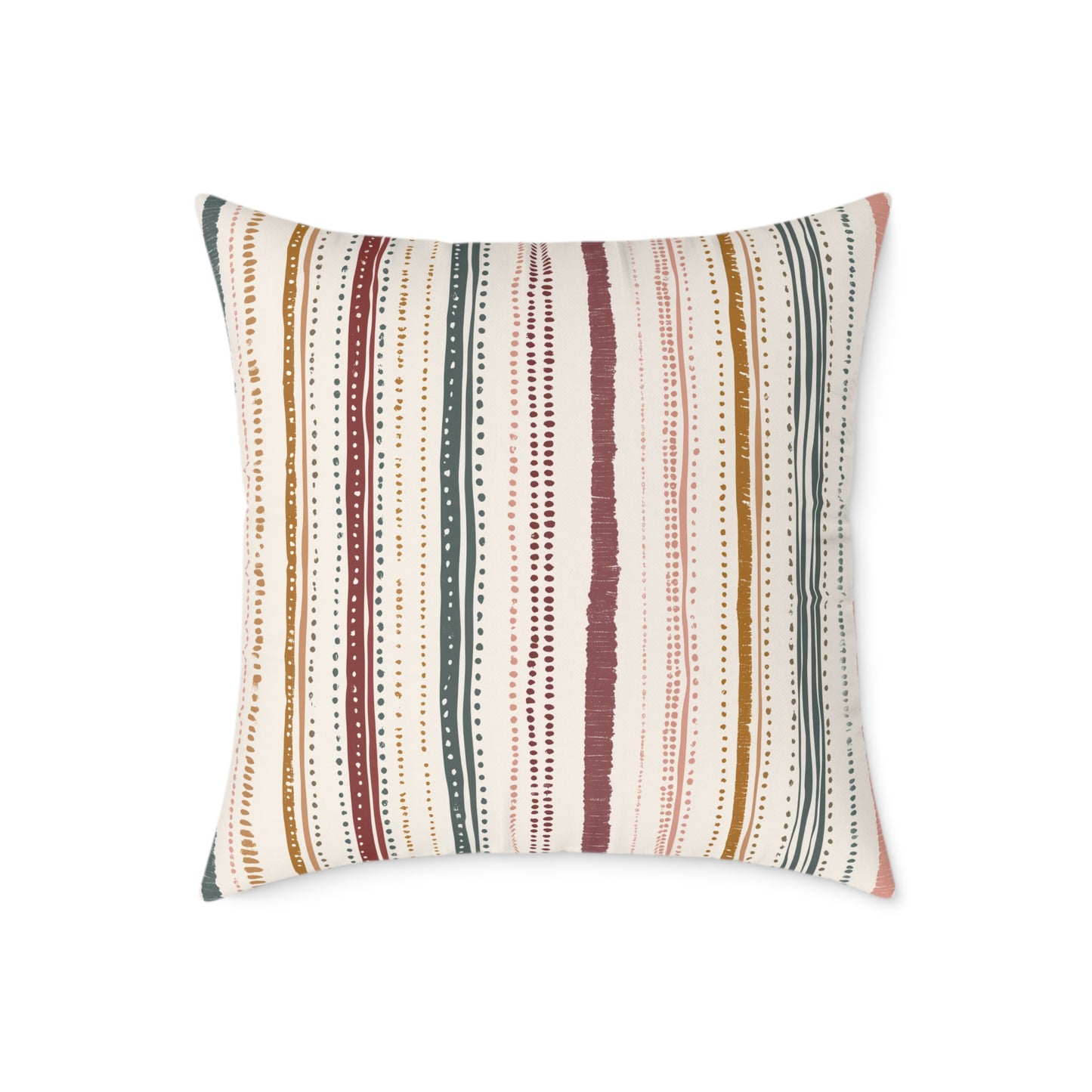 Saffron Loom Stripe - Square Poly Canvas Pillow