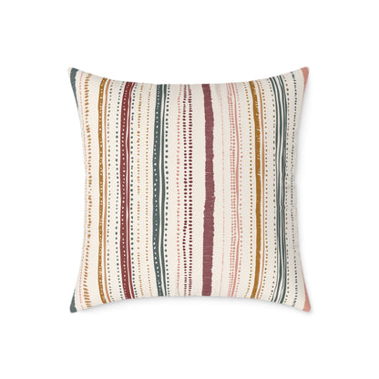 Saffron Loom Stripe - Square Poly Canvas Pillow