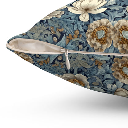 Blue Manor Floral Repeat - Spun Polyester Square Pillow