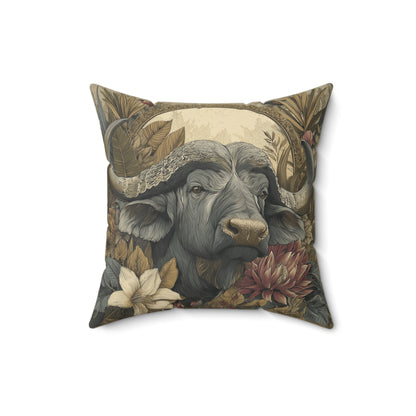 Heritage Cape Buffalo - Faux Suede Square Pillow