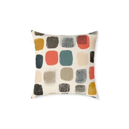 Painted Squares - Square Poly Canvas Pillow