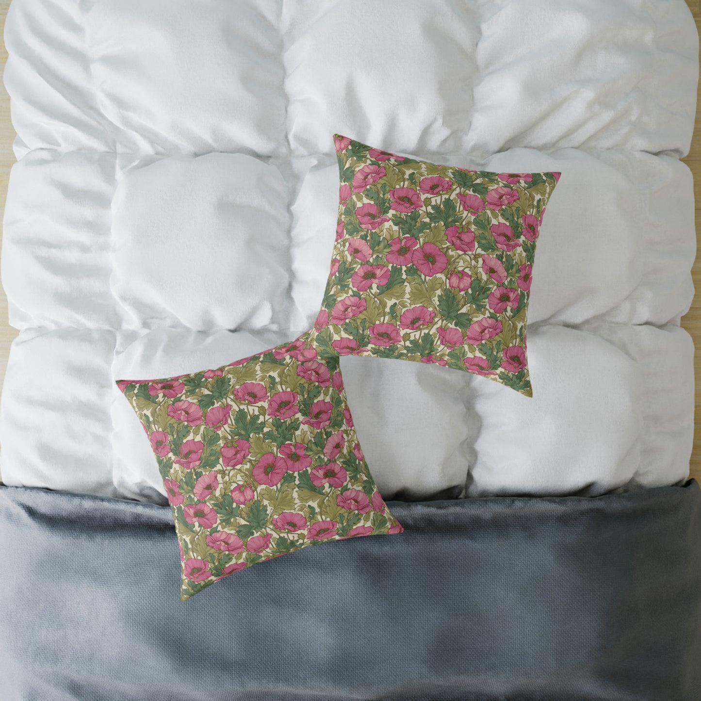 Roseleaf Garden Romance - Square Poly Canvas Pillow