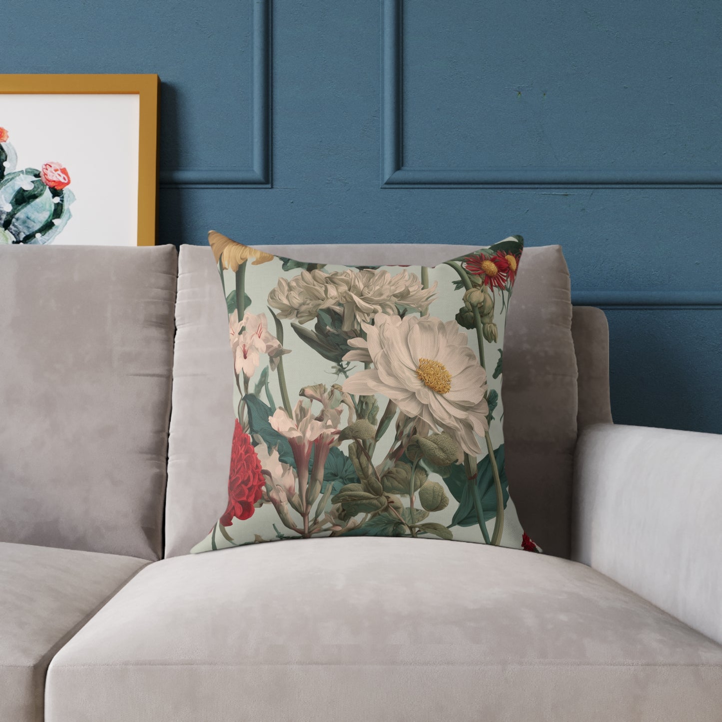 Crimson & Cream Garden - Square Poly Canvas Pillow