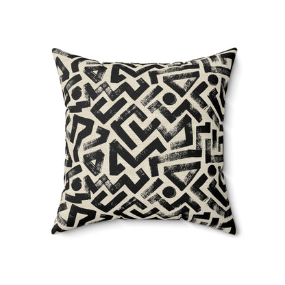 Pebble Maze Black - Spun Polyester Square Pillow