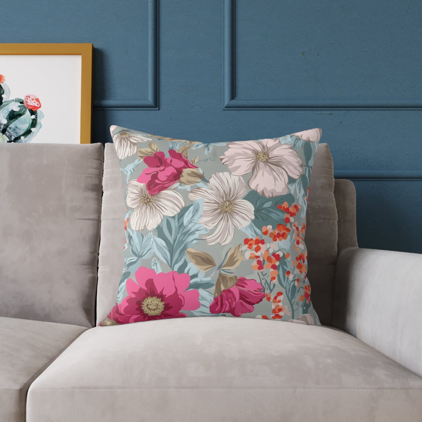 Pastel Meadow Symphony - Square Poly Canvas Pillow