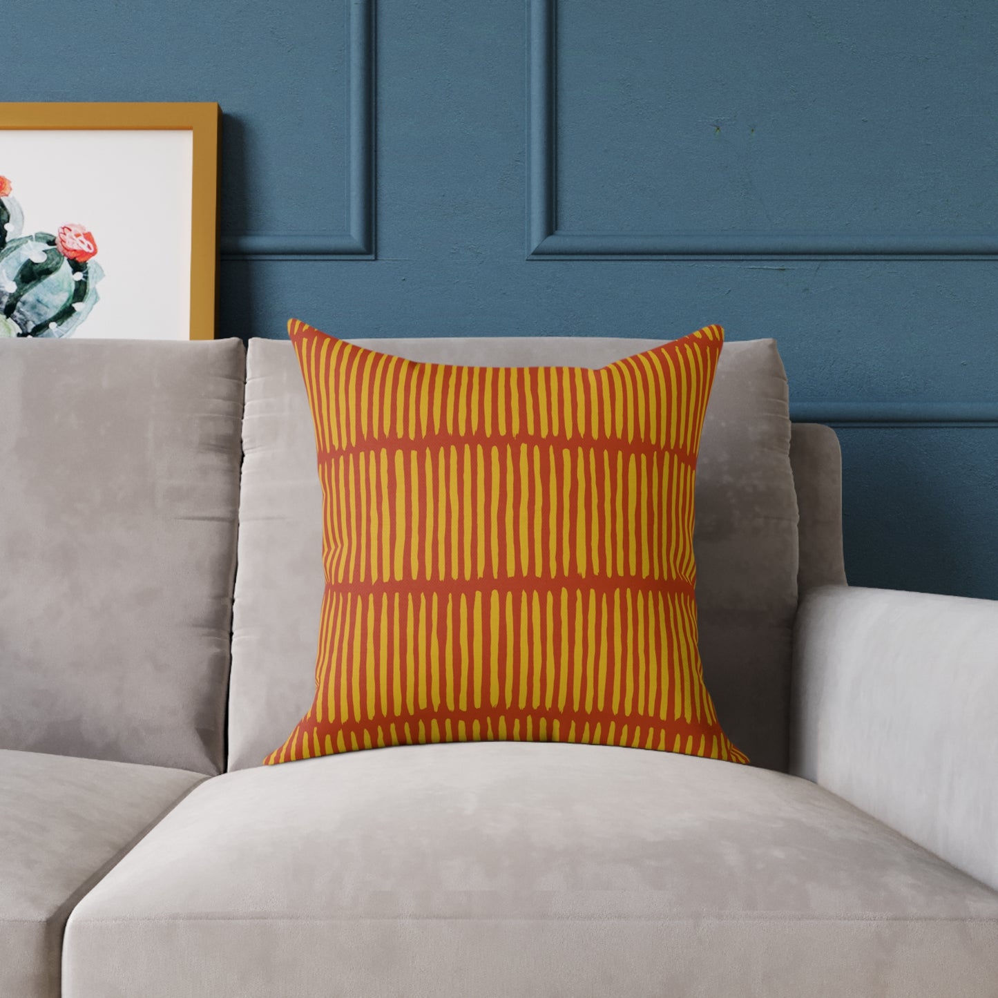 Loom Lines - Terracotta - Square Poly Canvas Pillow
