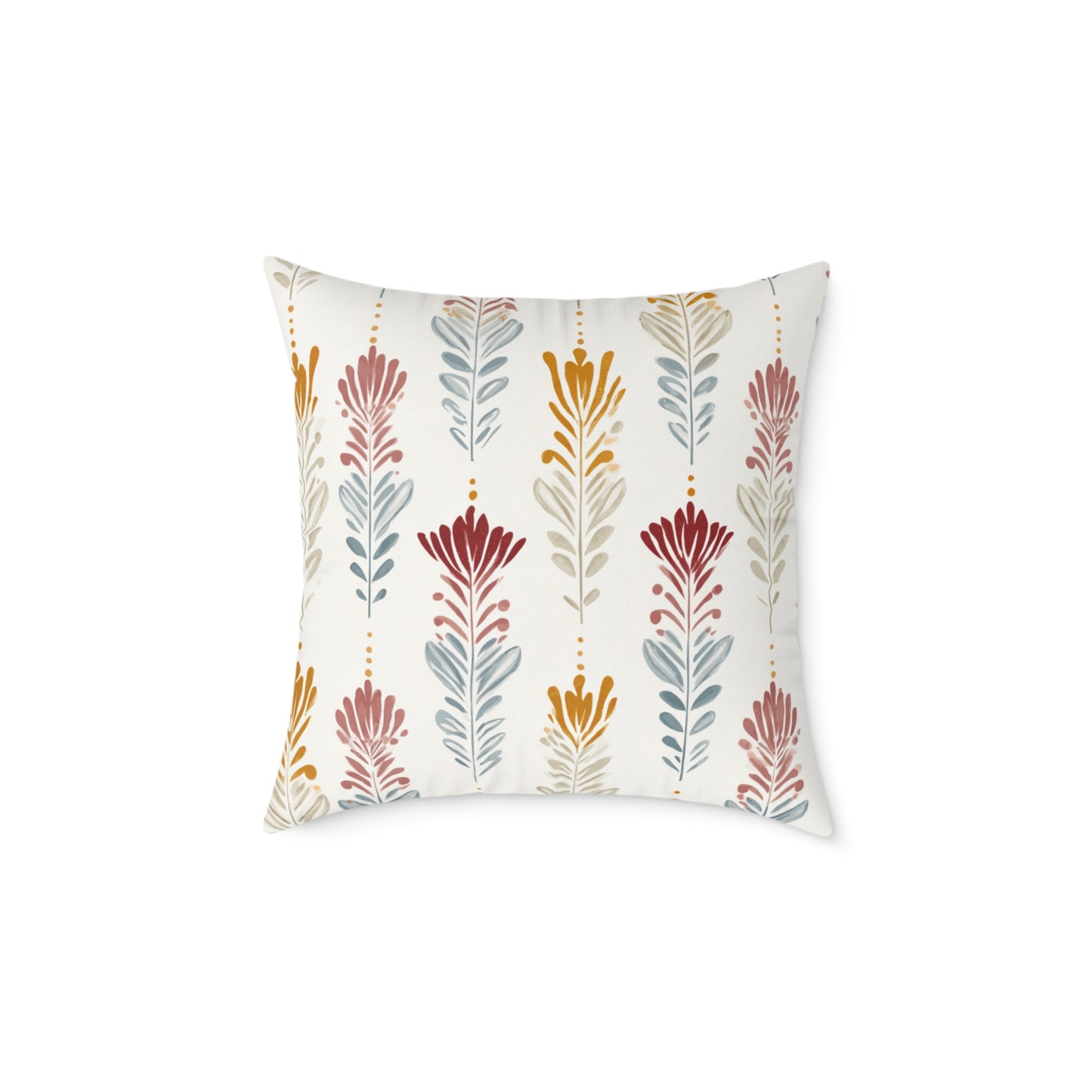 Ember Wildflower Ikat - Square Poly Canvas Pillow