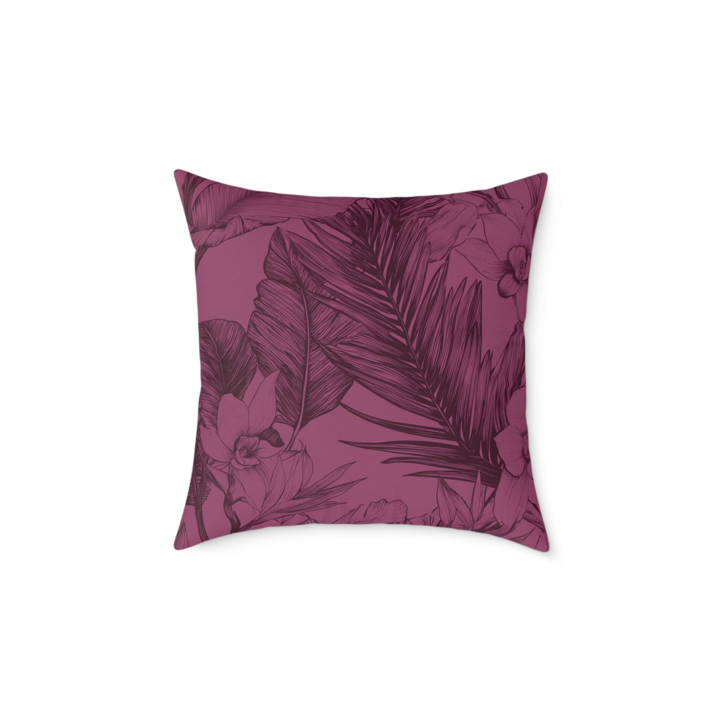 Mulberry Jungle Sketch - Square Poly Canvas Pillow