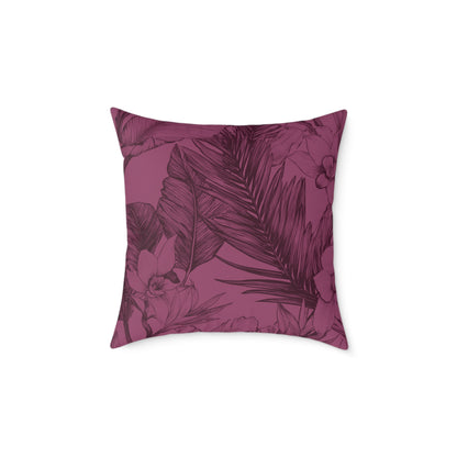Mulberry Jungle Sketch - Square Poly Canvas Pillow