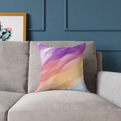 Pastel Stroke Mirage - Square Poly Canvas Pillow
