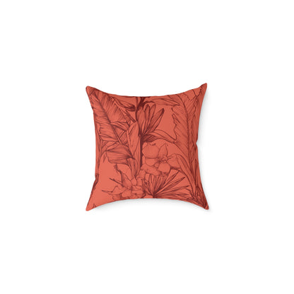 Terracotta Jungle Sketch - Square Poly Canvas Pillow