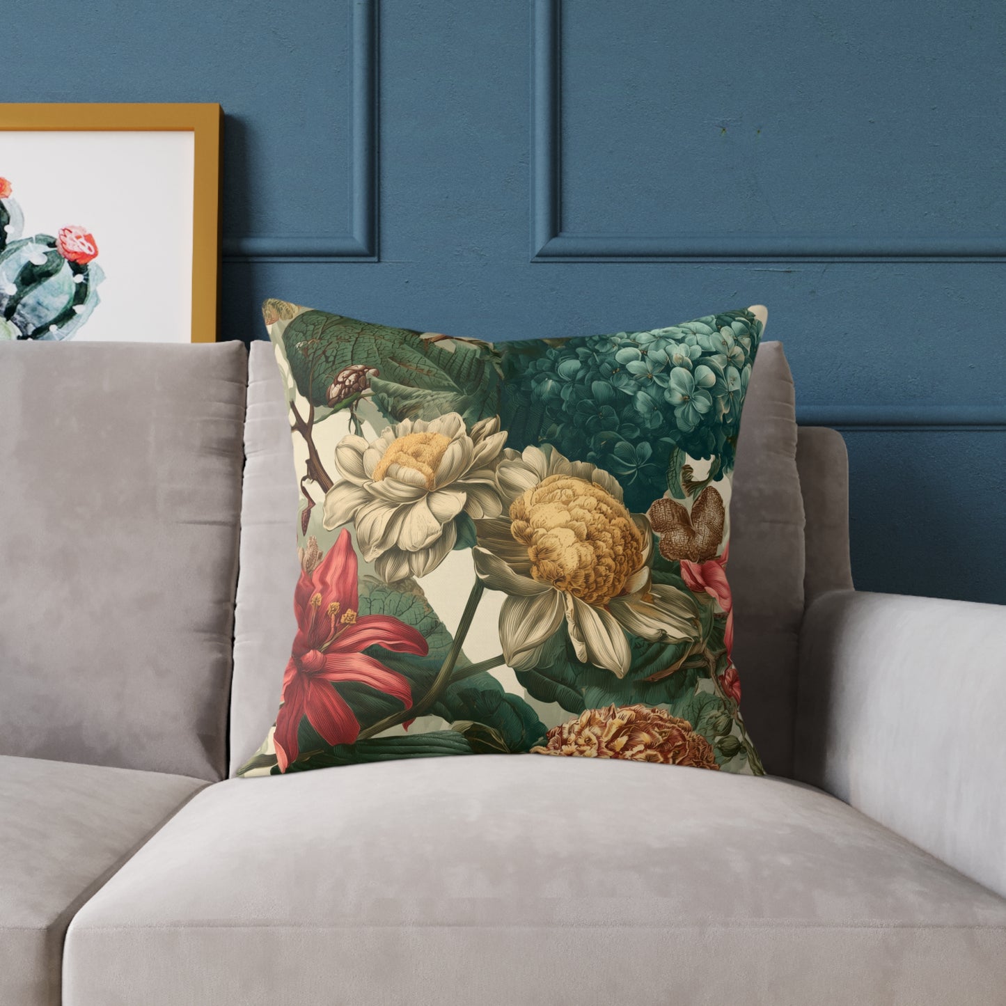 Heritage Garden Bloom - Square Poly Canvas Pillow